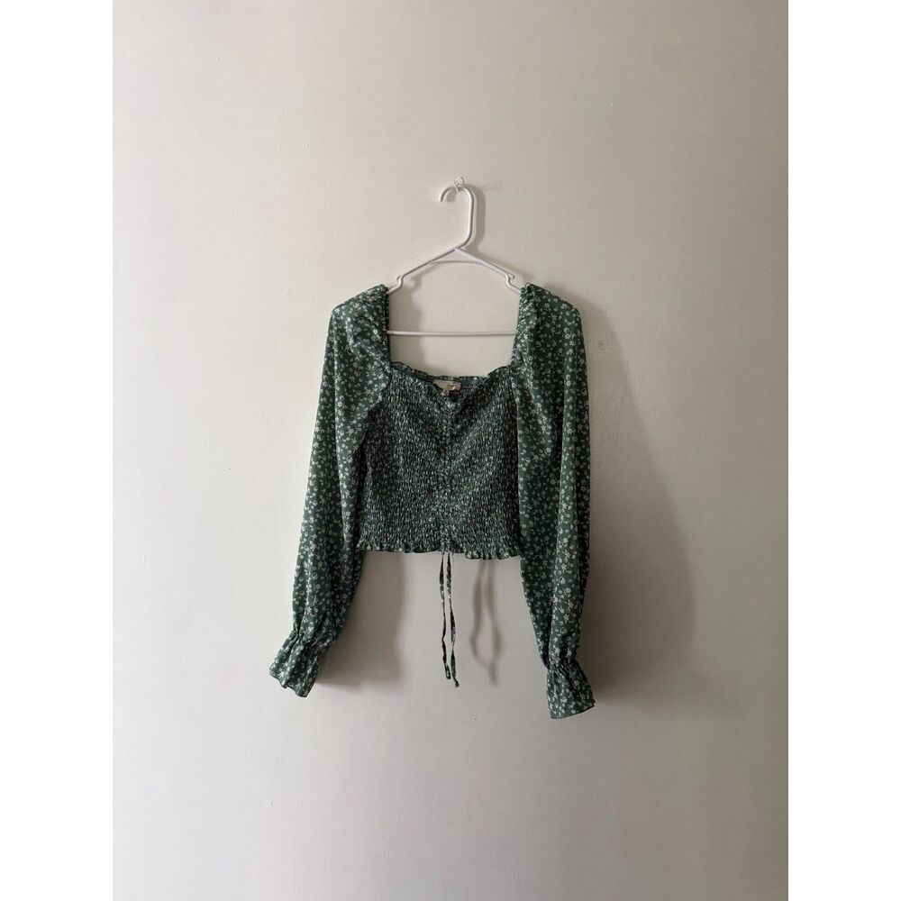 Green Floral Crop Top Size M Women